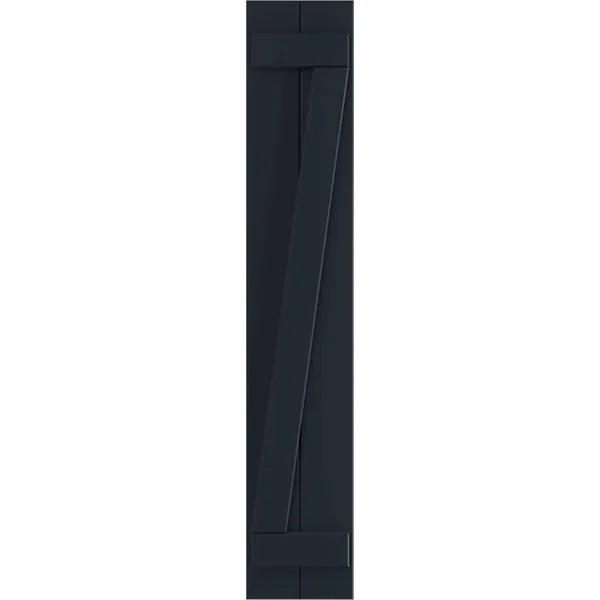 Ekena Millwork TFP102BBF11X055OB 10 3/4x22W x 55x22H True Fit PVC Two Board Joined Board-n-Batten Shutters w/Z-Bar - Starless Nig