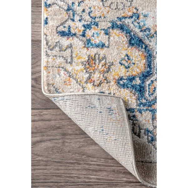 nuLOOM North Transitional Vintage Medallion Area Rug - 6& Square - Blue