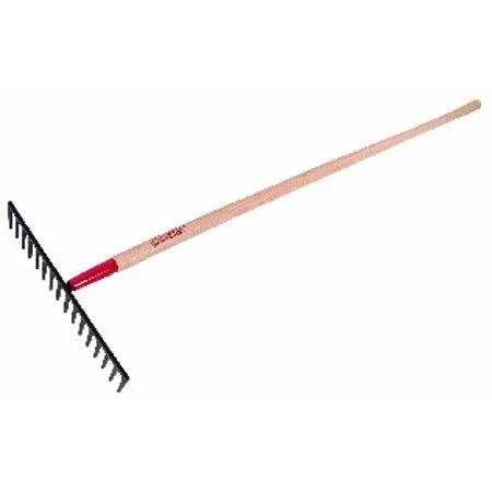 Red Rooster Landscape Road Rake, Wood Handle, Forged, Heavy Duty - 16 Tines, 66 inch, Size: 4 in