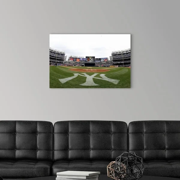 View from Field Level Prior During A Game at Yankee Stadium in New York City - Large Solid-Faced Canvas Wall Art Print, Great B