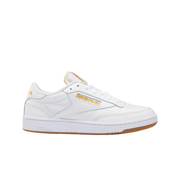 Reebok Club C 85 White/Yellow Grade School Girls& Tennis Shoes, Size: 3.5, Leather