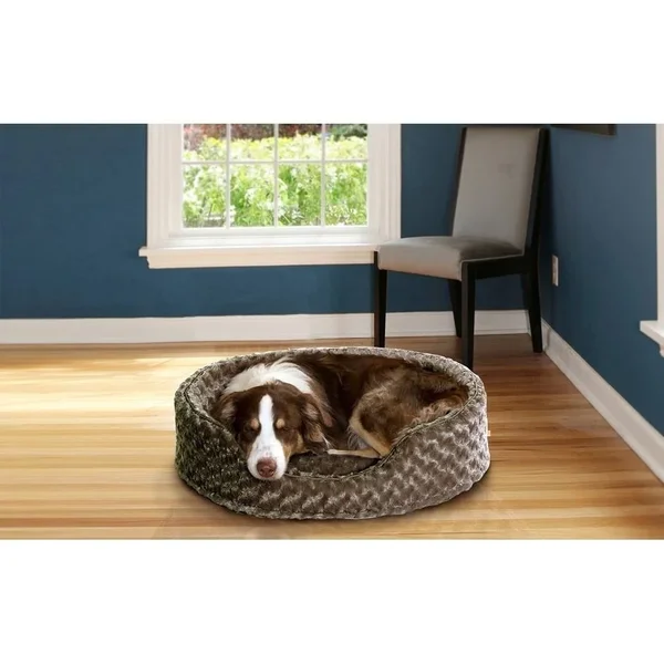 FurHaven Ultra Plush Oval Pet Bed Cream Jumbo