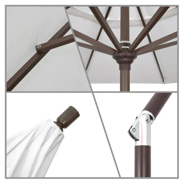 California Umbrella 9 ft. Matted White Aluminum Push Button Tilt Crank Lift Market Patio Umbrella in Gateway Blush Sunbrella
