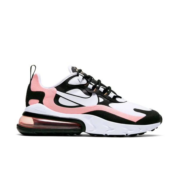 Nike Air Max 270 React - Womens Casual Running Shoes - Black/White/Bleached Coral, Size 10.0