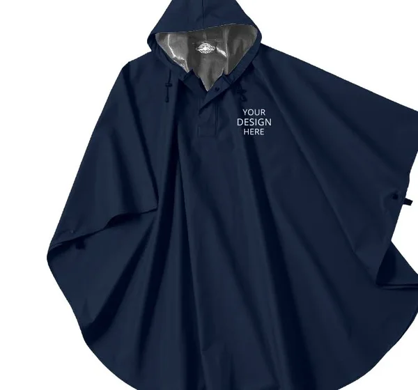 Custom Design, Embroidered Charles River Adult Pacifico Poncho, Size: One Size Fits Most, Navy