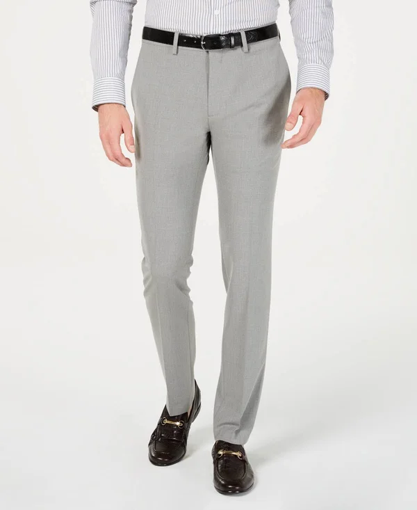 Kenneth Cole Stretch Solid Skinny Fit Flex Waistband Flat - Shoe Front Dress Pant