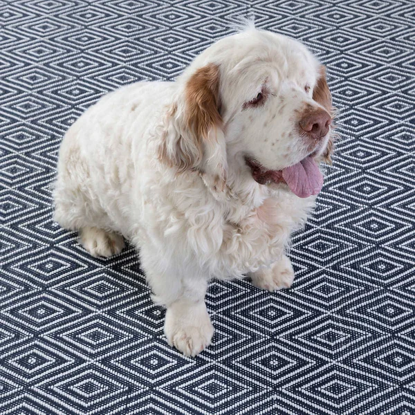 Dash & Albert - 2.5x12 - Diamond Navy/White Indoor/Outdoor Runner Rug