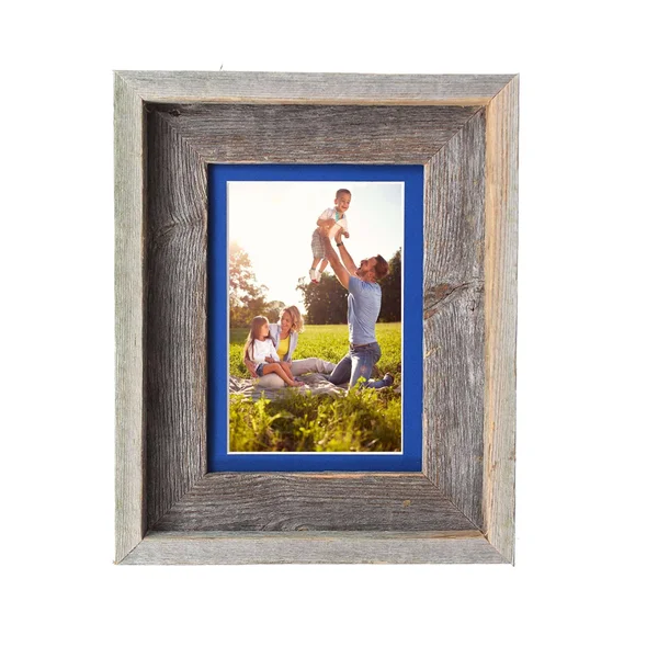 BarnwoodUSA 16 by 20 inch Signature Picture Frame Matted for 11 by 14 inch Photos- 100% Reclaimed Wood - Bottle Blue Mat
