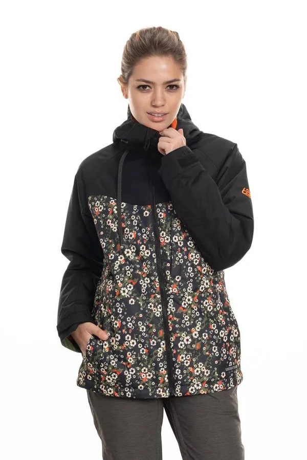 686 Women's Athena Insulated Jacket Black Speckle Colorblock, L