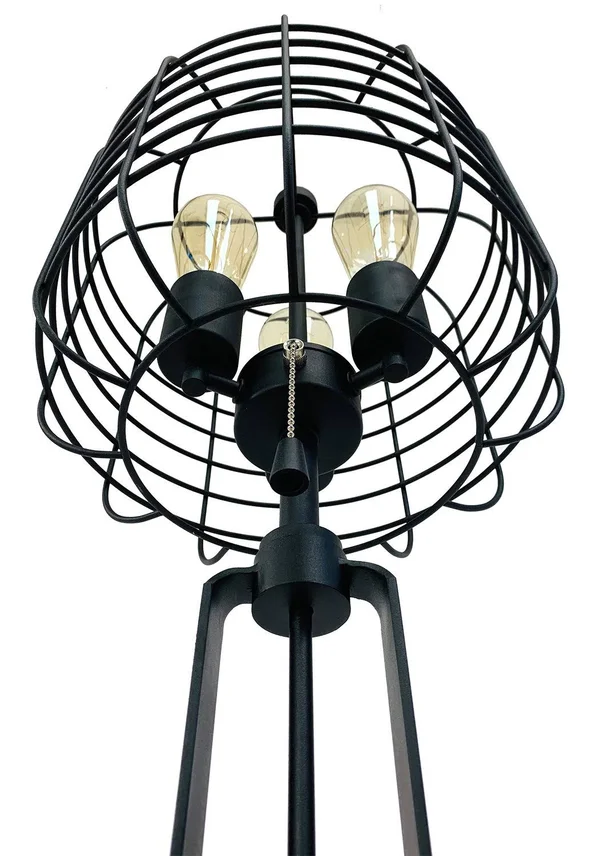 Contemporary Style Caged Shade Table Lamp with Open Design, Black