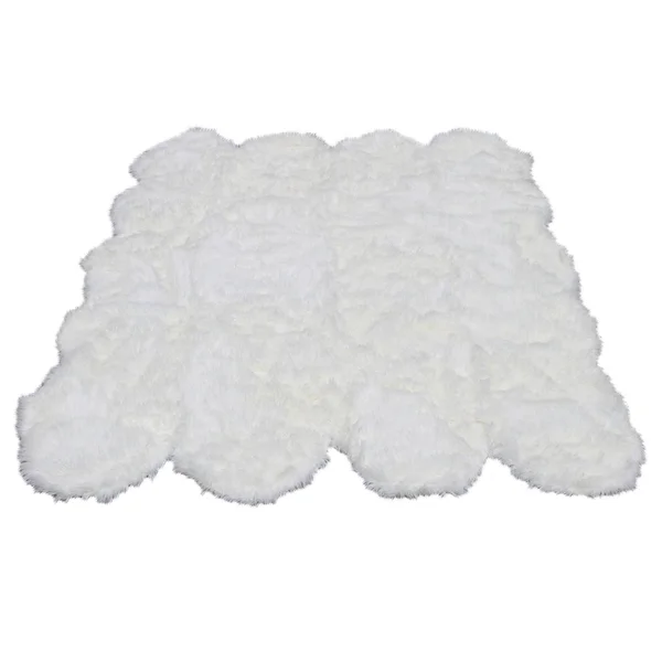5x7 Soft and Plush Octo Pelt Faux Sheepskin Shag Rug Brown White
