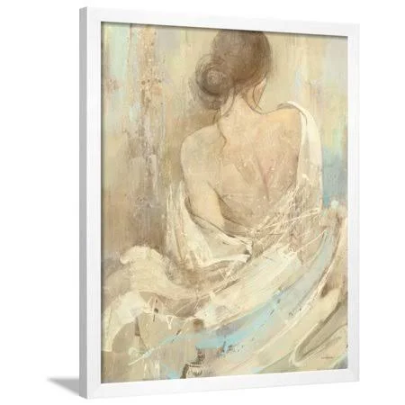 Abstract Figure Study I Figurative Painting of Woman Framed Print Wall Art by Albena Hristova - Size: 30 x 40, White