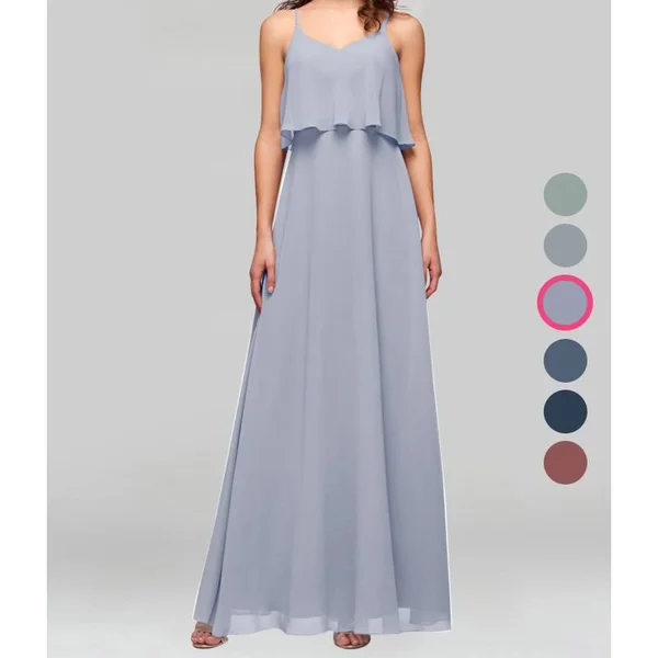 Azazie A-Line/Princess V-Neck Floor-Length Chiffon Bridesmaid Dresses - Dusty Lavender