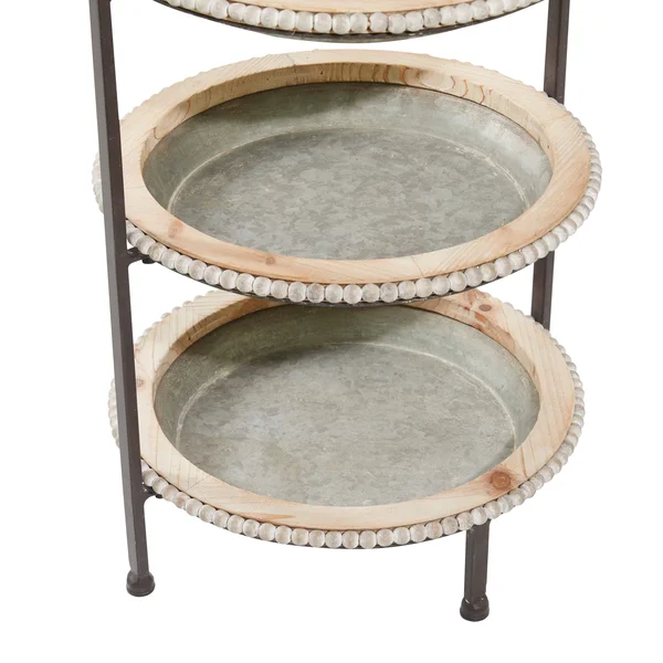 Decmode Grey Metal Farmhouse Tiered Server, 29 x 16 x 15 - 43392