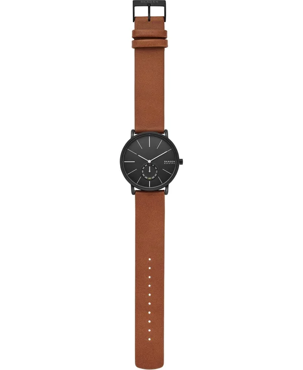Skagen Hagen SKW7603 Men's 40mm Black Dial Leather Watch