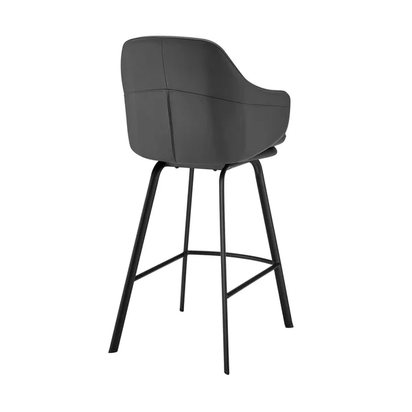 30x22 Brigden Swivel Counter Height Barstool with Gray Faux Leather Black Metal - Armen Living