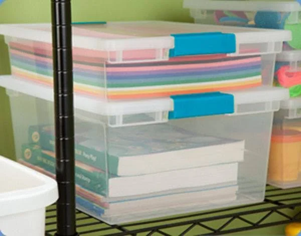 Sterilite Deep Clip Box Clear Plastic Storage Tote Container with Lid (28 Pack)
