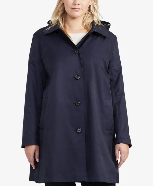 Lauren Ralph Lauren Plus Size Hooded Trench Coat, Created for Macy's - Hunter