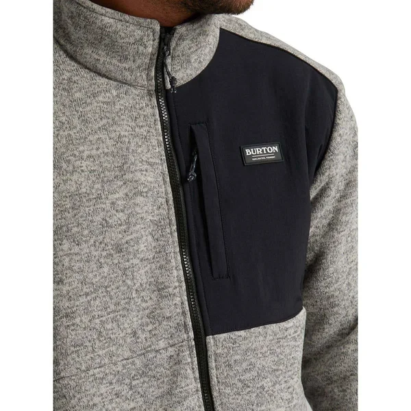 Burton Men's Hayrider Sweater Full-Zip Fleece, Gray Heather, L