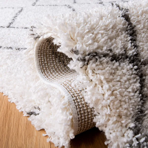 Safavieh Moroccan Fringe Shag Ivory/Gray 8 ft. x 10 ft. Geometric Abstract Area Rug