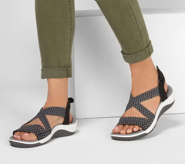 Skechers Womens Reggae Cup Oh, Snap! Sandals - Black - Size 6