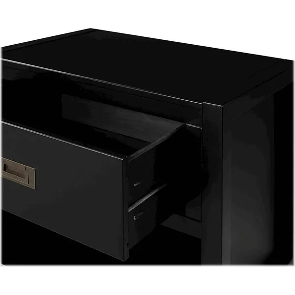 Walker Edison - Classic Rectangular Solid Wood 1-Drawer Nightstand - Black