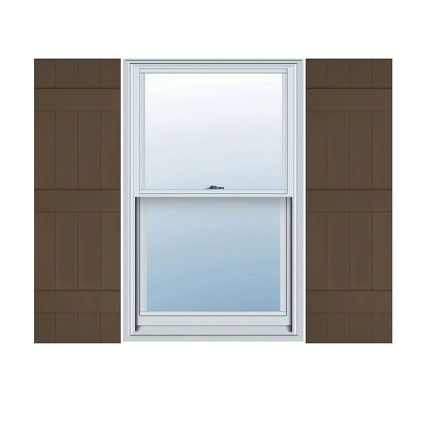 Ekena Millwork LJ4S14X07500FB Lifetime Vinyl Standard Four Board Joined Board-n-Batten Shutters with Shutter-Loks per Pair - 14 x