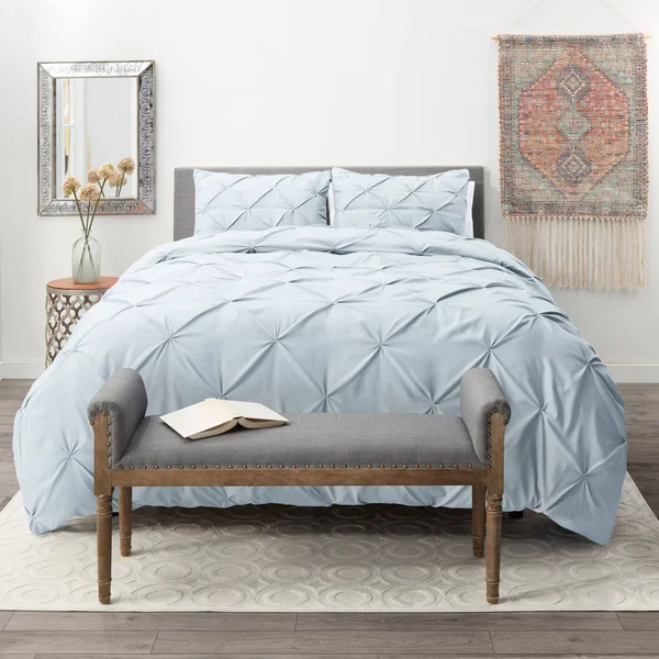Nestl Bedding Pinch Pleat Duvet and Comforter Set - Down Alternative Comforter and Ultra Soft Microfiber Duvet Set - King - Beig