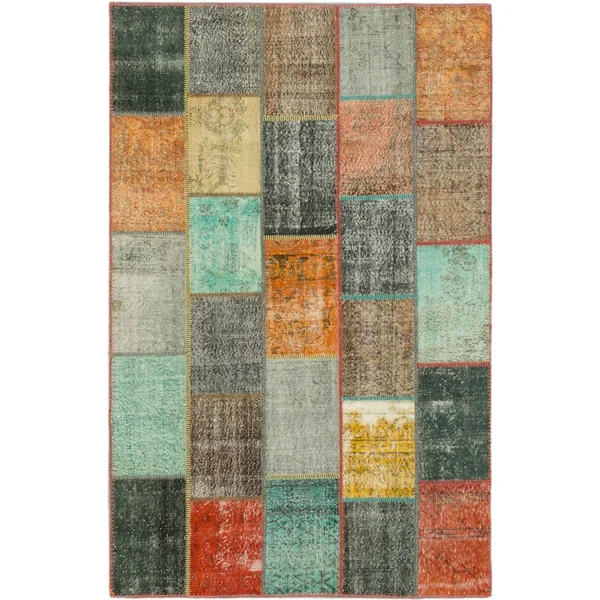 Hand-Knotted Color Transition Patch Light Orange, Red Wool Rug 6&7x22 x 10&0x22