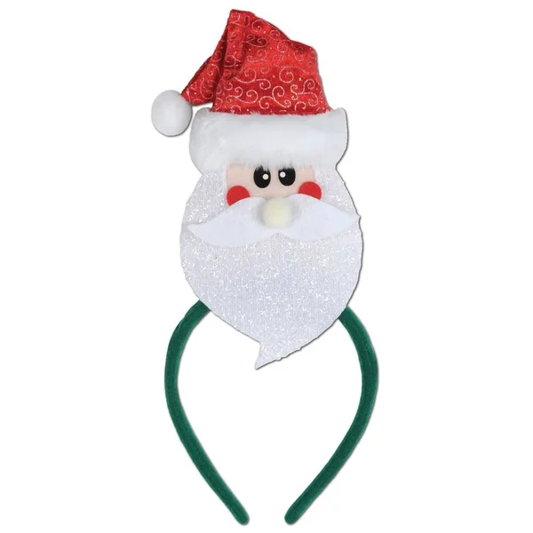 Beistle Pack of 12 Glittered White and Red Santa Claus Snap-On Christmas Headband Accessories