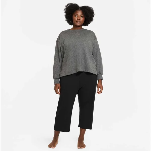 Nike Women's Yoga French Terry Sweatshirt - Black Heather - Size M