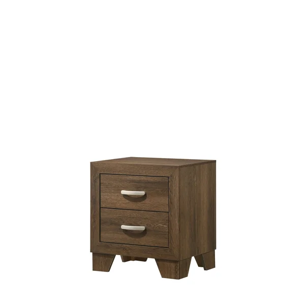 Transitional Miquell Rectangular Wood Nightstand with 2 Drawers - Oak