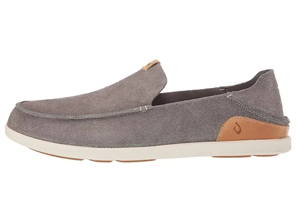 Olukai Nalukai Kala Men's Leather Slip on Shoes Fog - Bone - 7