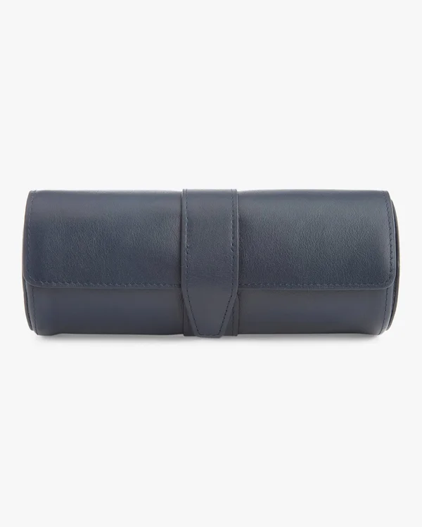 Royce Suede Lined Luxury Travel Watch Roll - Blue
