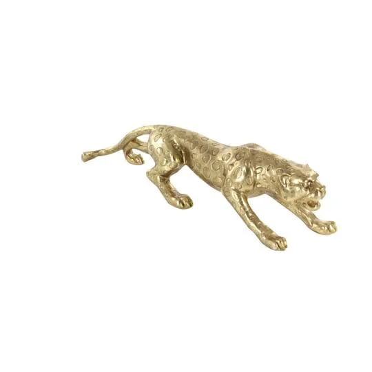 11x22 Gold Polystone Glam Leopard Sculpture by Ivory and Iris, Michaels