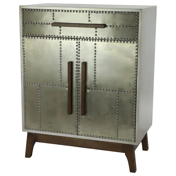 Litton Lane Grey Wood Industrial Cabinet