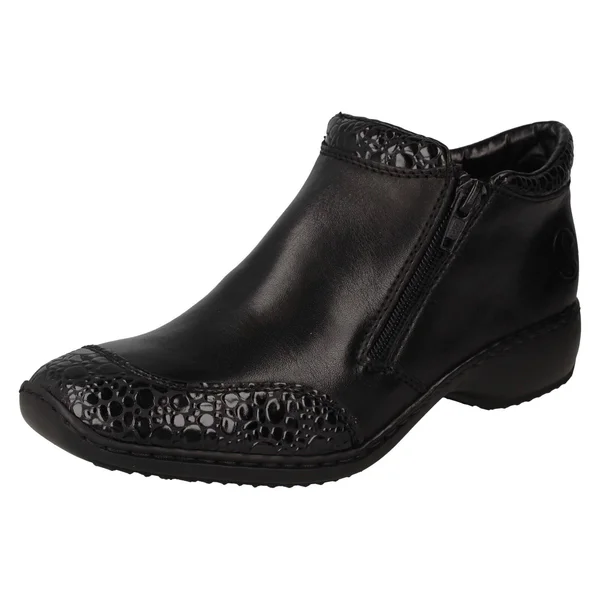 Rieker L3862-45 Ladies Zip Ankle Boots Granite/Black: EU 38