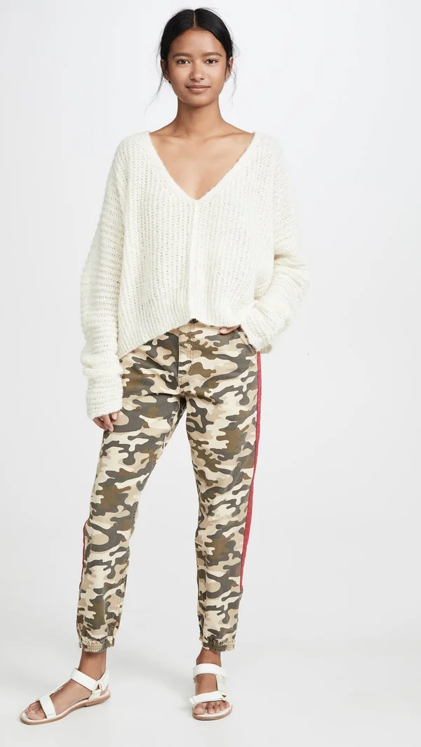 Free People Moonbeam V-Neck Sweater - Ivory