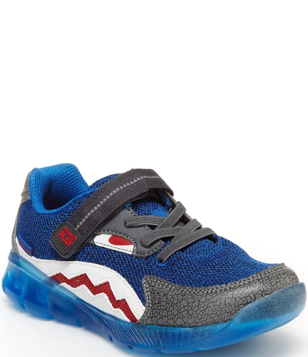 Stride Rite Boys Lighted Shark Sneaker, Black/Blue, 9.5 Toddler US