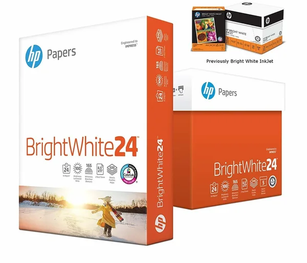 HP Printer Paper, BrightWhite24, 8.5 x 11, Letter, 24lb, 97 Bright, 2, 500 Sheets
