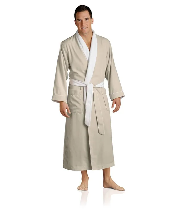 Plush Necessities Spa Robe - Luxury Microfiber Terry - Men's Best Hotel Bathrobe - Beige, 3XL