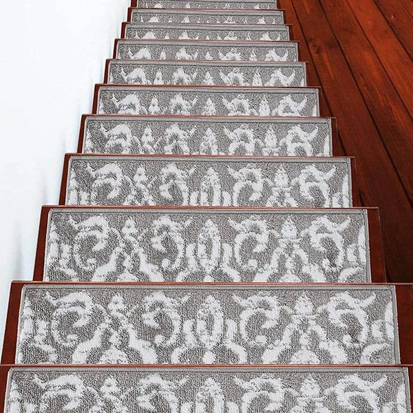 Sussexhome Floral Collection Stair Treads - 13-Pack - Gray