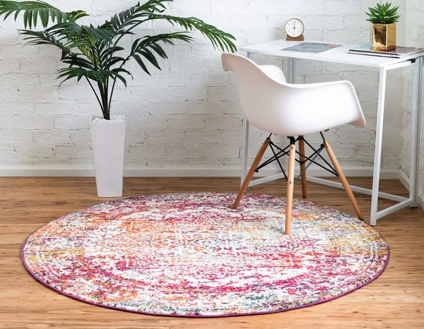 Rugs.com Arlington Collection Rug 8 ft Round Multi Medium-Pile Rug Perfect for