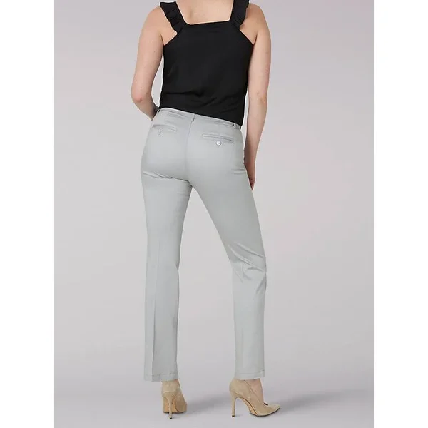 Women's Lee Flex Motion Straight-leg Pants - Size: 6 Regular, Grey