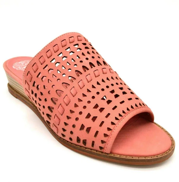 Vince Camuto Leather Wedge Slide Sandals -Rallema - Size 7 Medium, Sushi