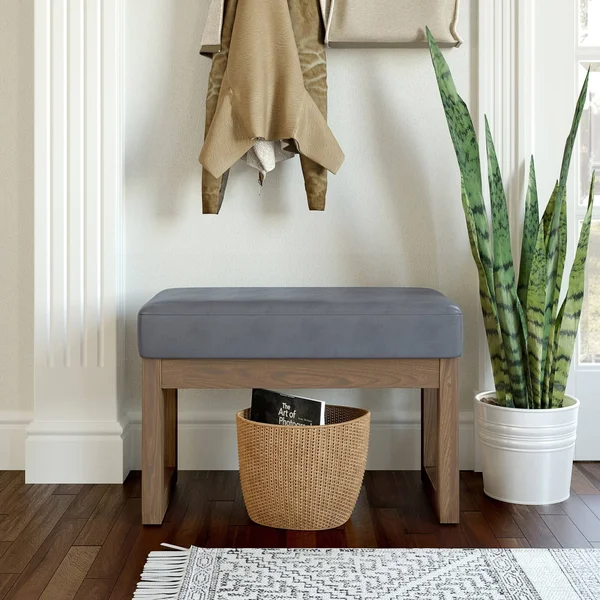Wyndenhall Madison 26 inch Wide Contemporary Rectangle Ottoman Bench - Stone Grey