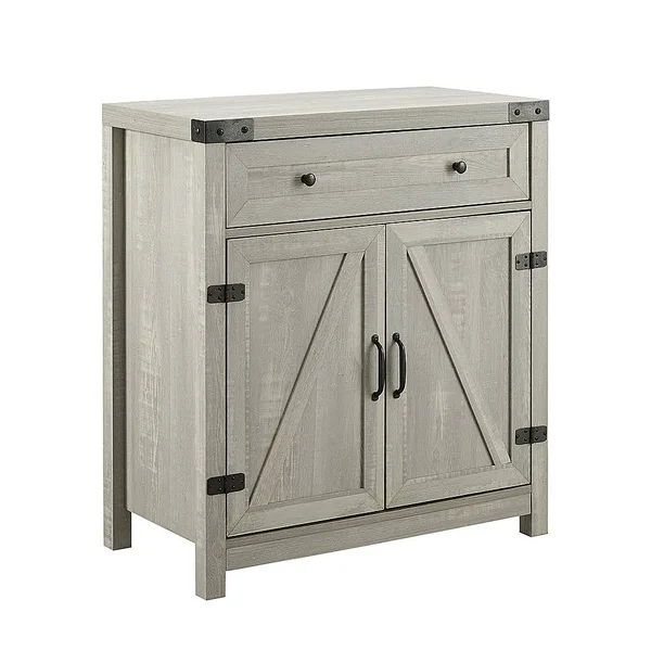 Walker Edison - Farmhouse Barn Door Accent Cabinet - Stone Grey