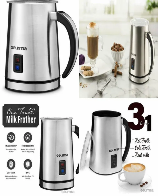 Gourmia GMF225 Cordless Electric Milk Frother & Heater for Extra Foamy Latte &