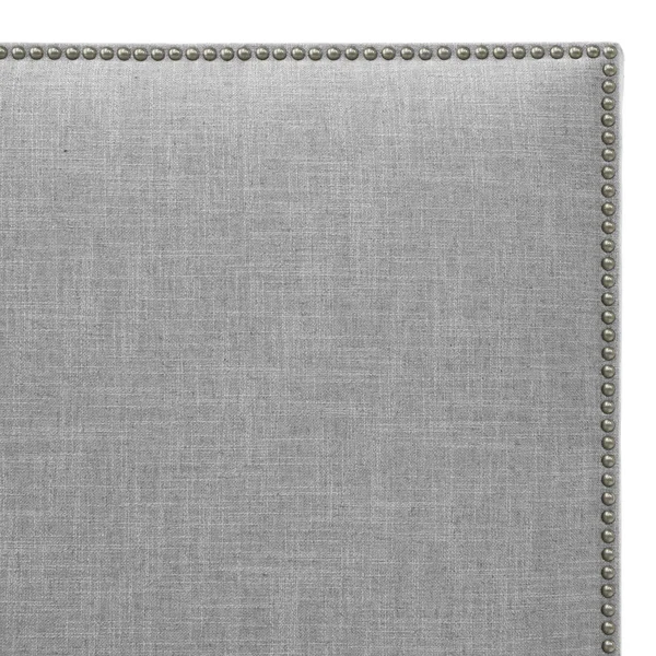 California King Bella Nail Button Border Headboard Pumice Gray Linen with Pewter Nailbuttons - Skyline Furniture