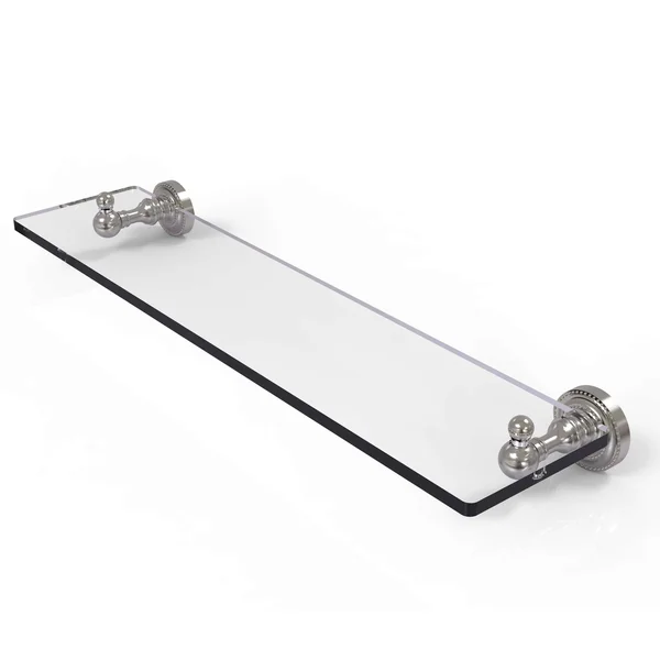 Allied Brass Dottingham Collection 22 inch Glass Vanity Shelf Beveled Edges Satin Nickel